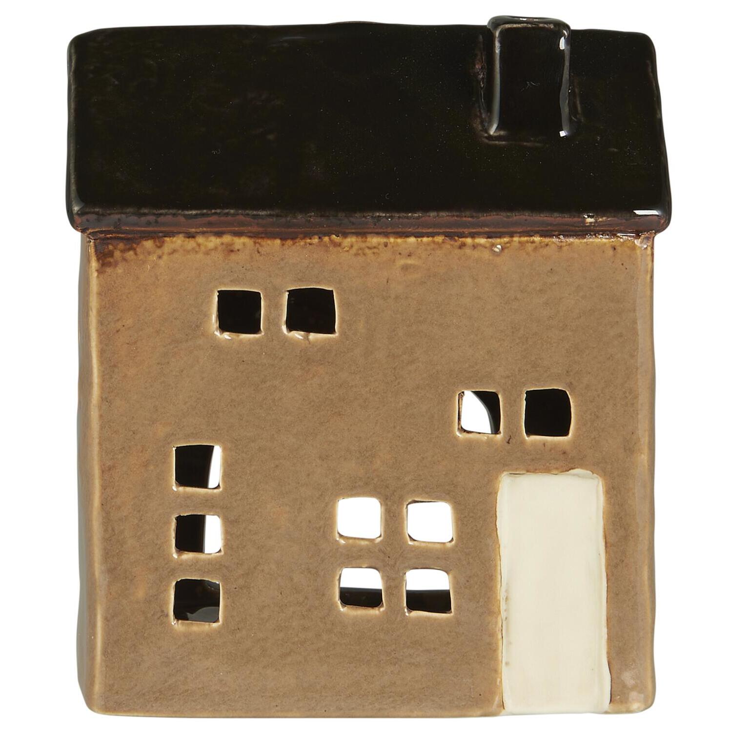 Teelicht-Haus "Brighton" - 11,3x7,5x13,2 cm (Creme)