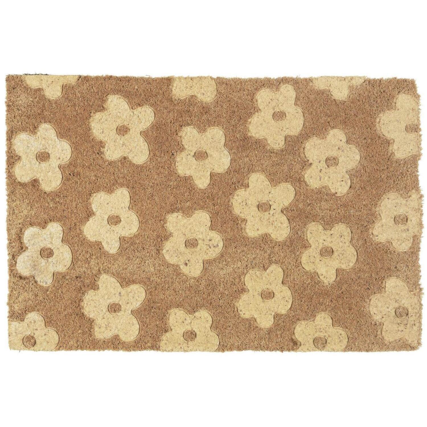 Türmatte mit eingeprägten Blumen - 60x40x1,7 cm (Braun/Creme)