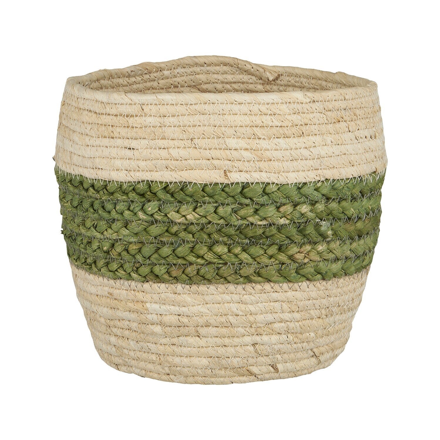 Korb - 23x23 cm (Creme/Grün)
