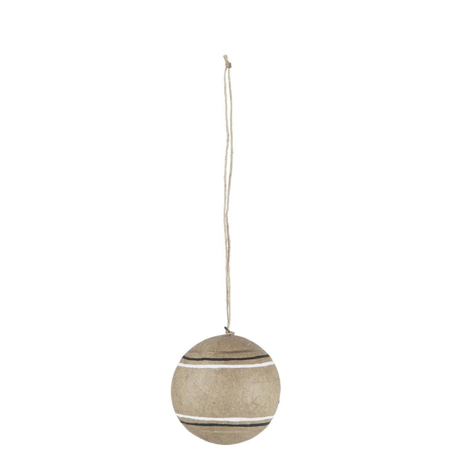 Weihnachtskugel aus Pappmaché mit Streifen - ø 5,8 cm (Natur/Schwarz) Ib Laursen