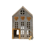 Teelichthalter "Haus mit 5 Fenster" (Silber)