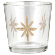Kerzenhalter mit eingravierten Sternen - ø 6,5 cm (Transparent/Gold)