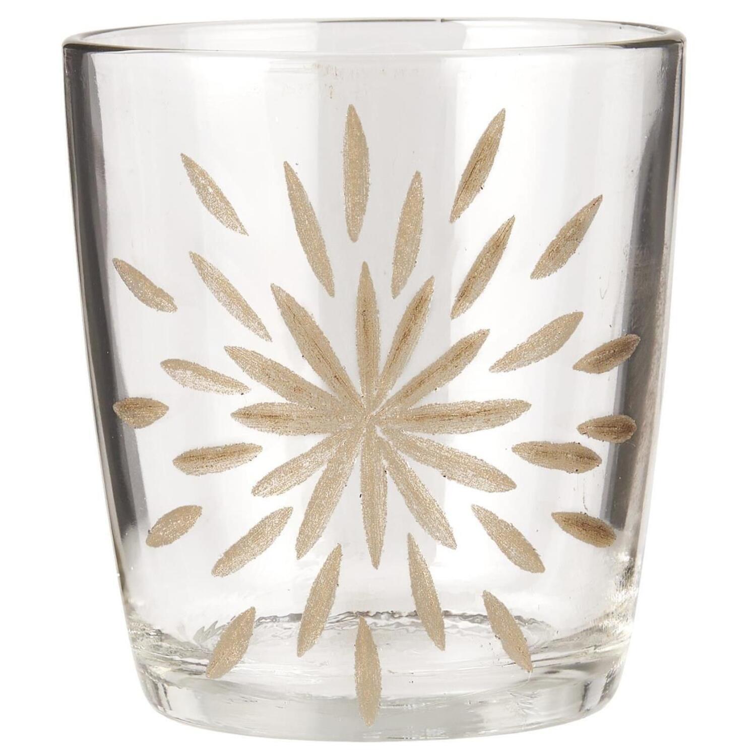 Kerzenhalter mit eingraviertem Stern - ø 9 cm (Transparent/Gold)