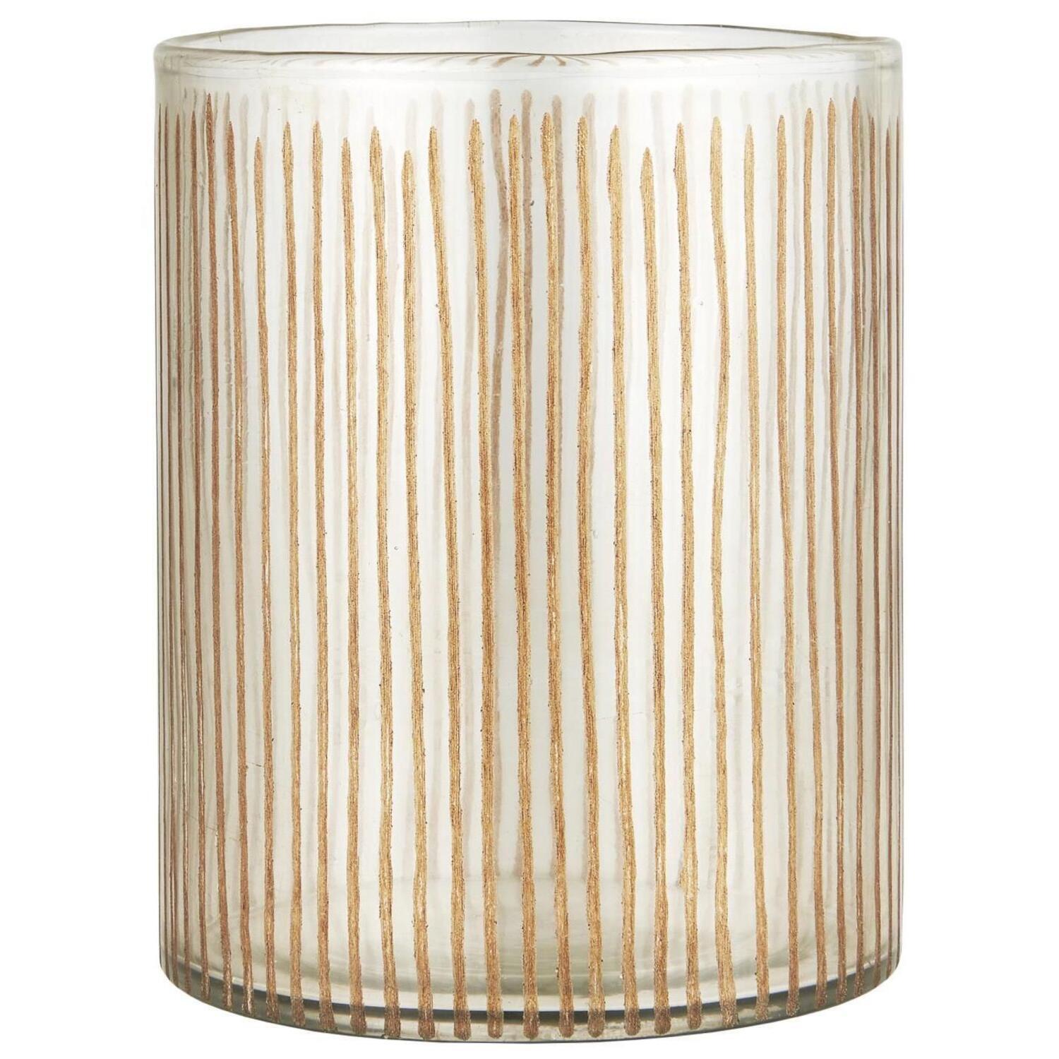 Glas mit eingravierten Streifen "Hurricane" - ø, 15,2 cm (Transparent/Gold)