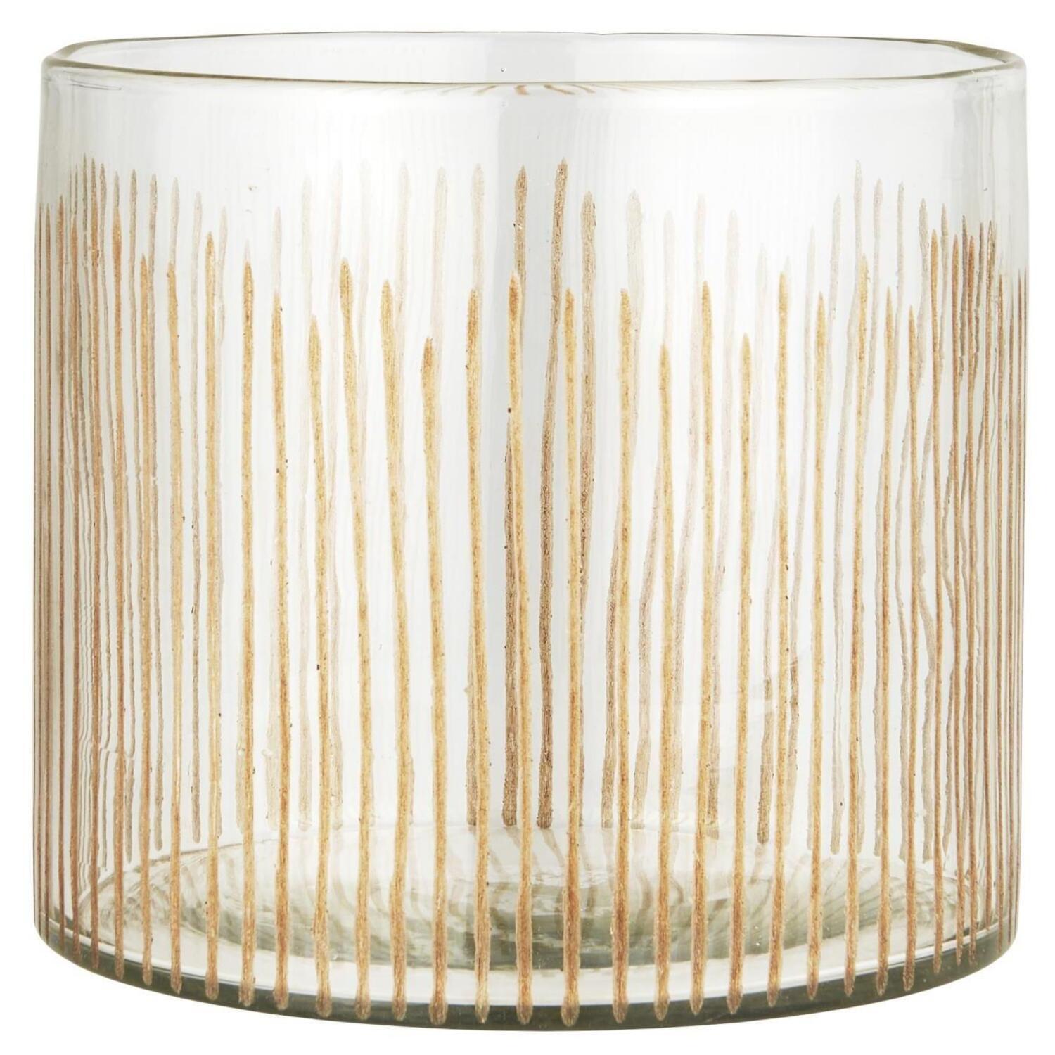 Glas mit eingravierten Streifen "Hurricane" - ø 18,5 cm (Transparent/Gold)