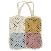 Gehäkelte Tasche mit Karomuster - 40x40 cm (Bunt)