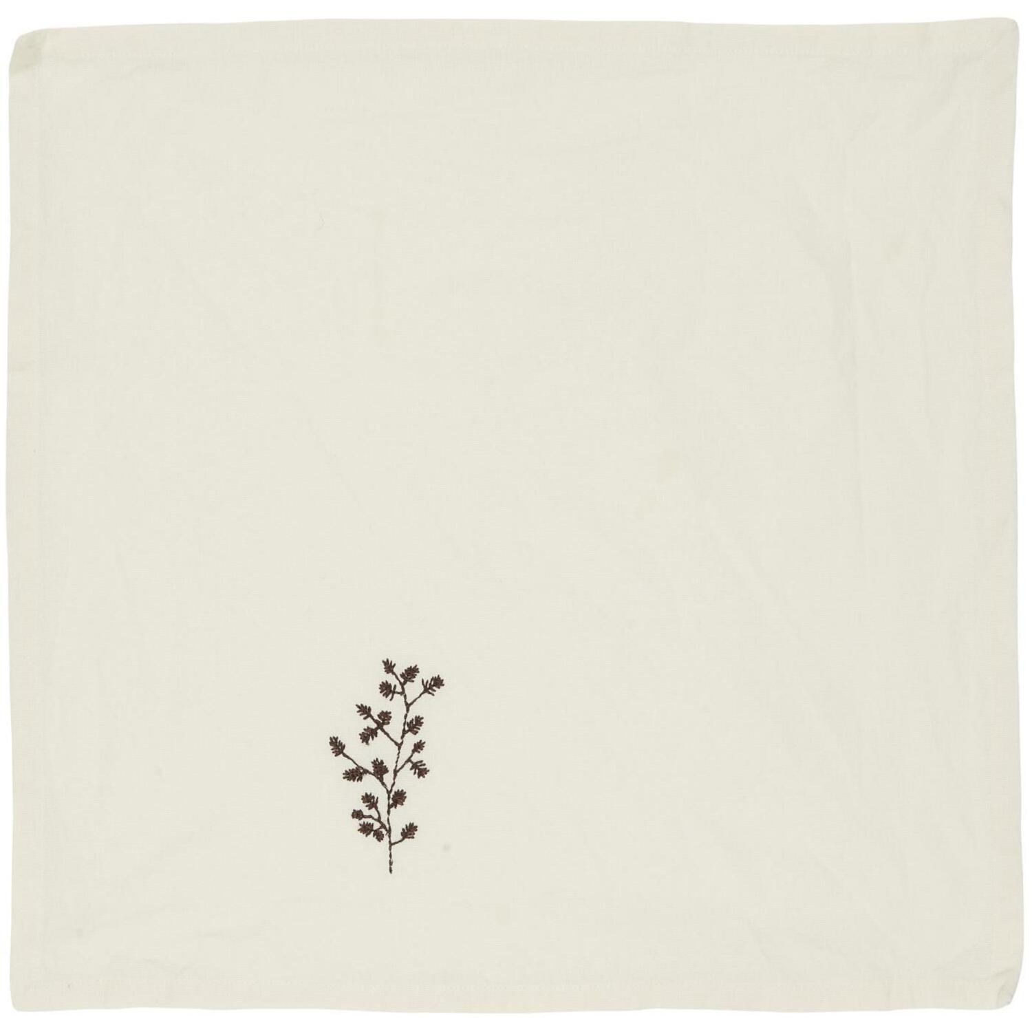 Stoffserviette Zweig mit Zapfen - 40x40 cm (Butter Cream)