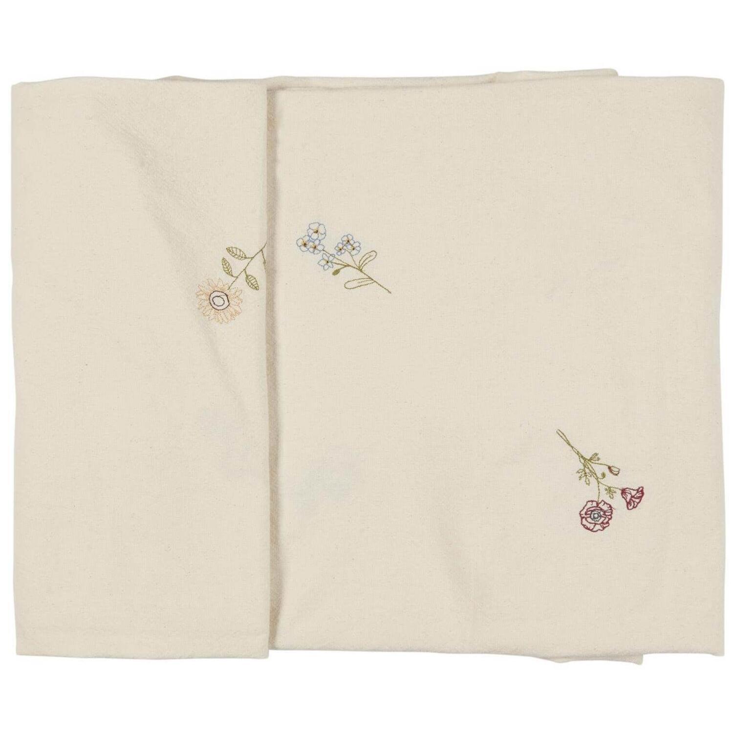 Tischdecke "Flora" mit aufgestickten Blumen - 150x150 cm (Butter Cream) Ib Laursen