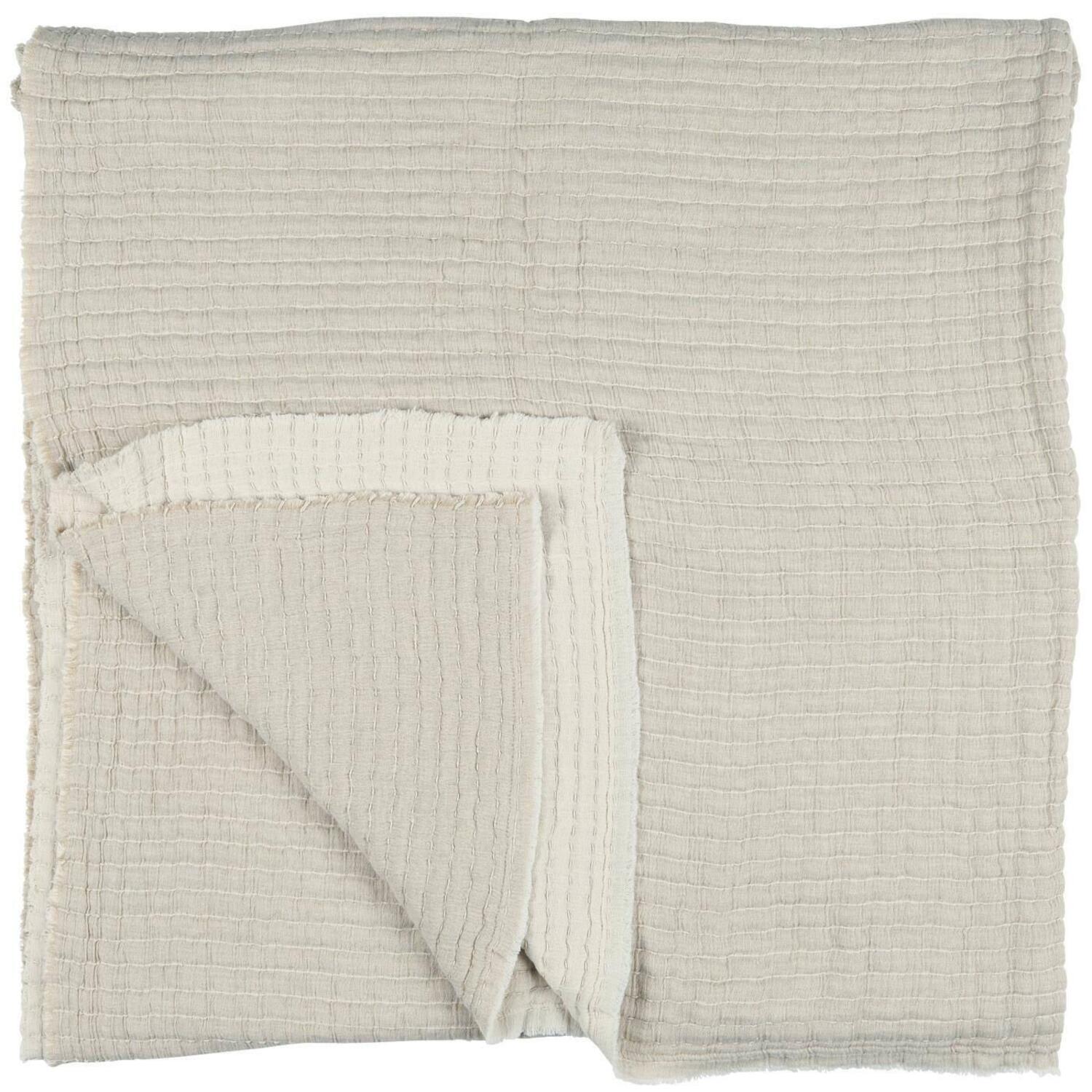 Gerippte Tagesdecke - 220x150 cm (Natur, Creme)