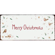 Metallschild "Merry Christmas" - 15x7 cm (Weiß/Bunt)