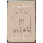 Metallschild "Mum's Hotel" - 14x20 cm (Beige)