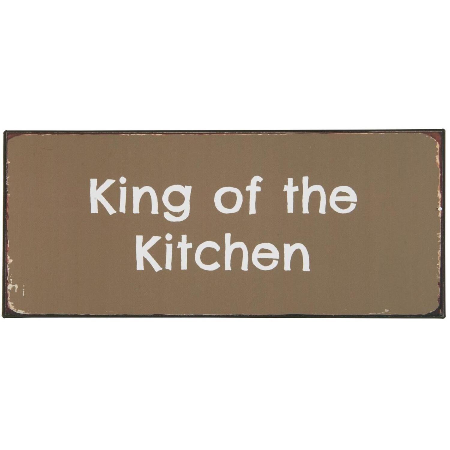 Metallschild "King of the kitchen" - 30,5x13 cm (Braun)