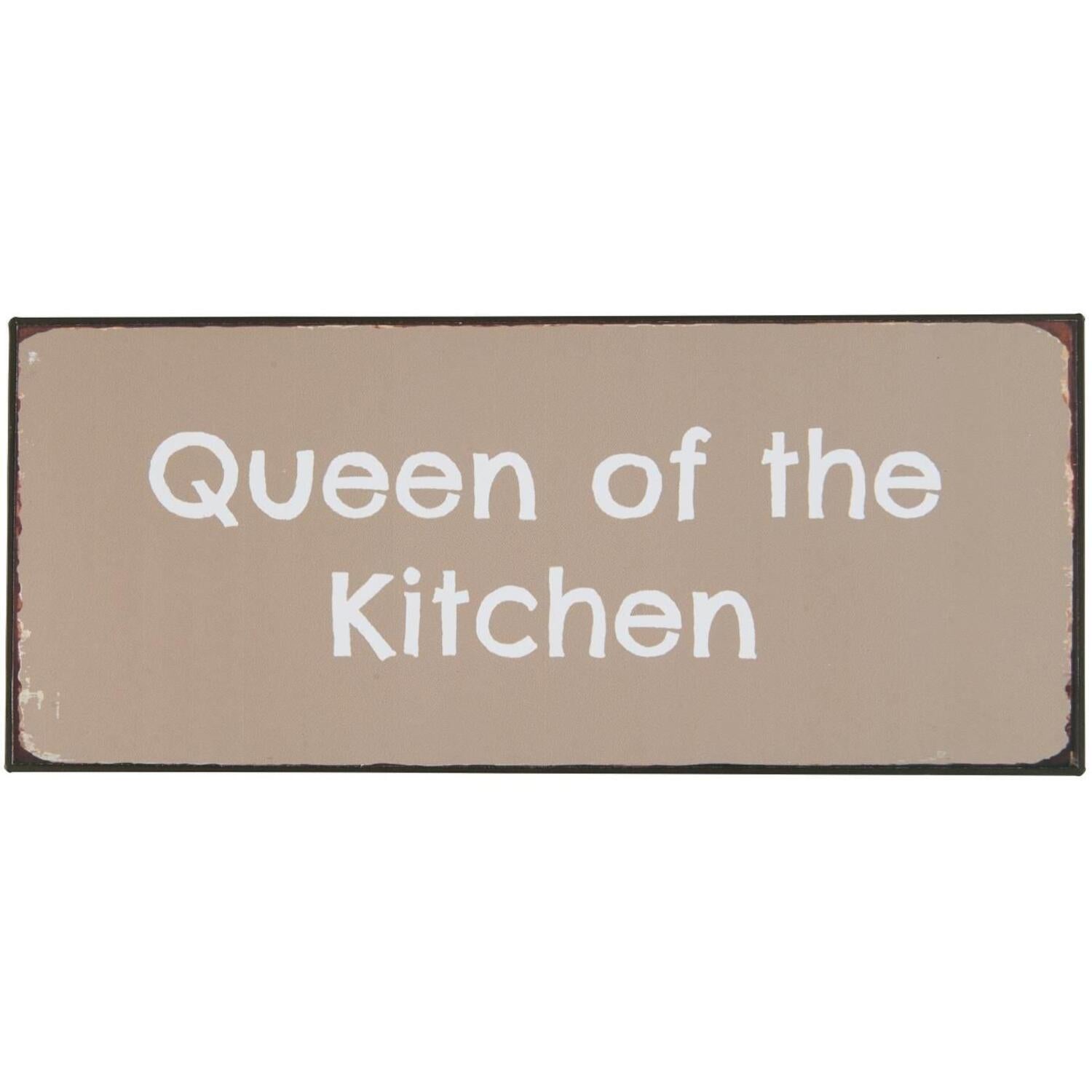 Metallschild "Queen of the kitchen" - 30,5x13 cm (Braun)