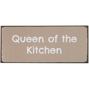 Metallschild "Queen of the kitchen" - 30,5x13 cm (Braun)