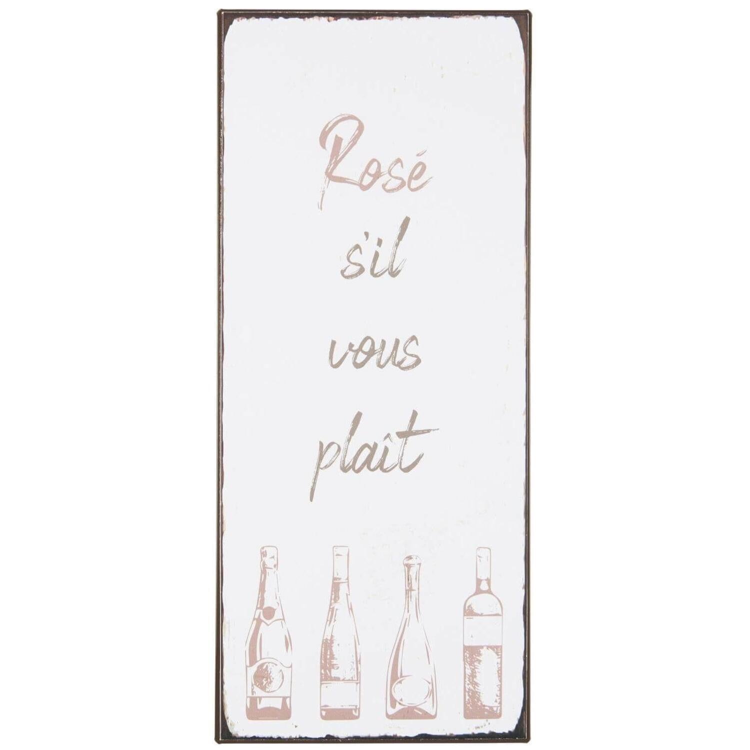 Metallschild "RosÃÂ© s'il vous plaÃÂÃ®t" - 30,5x13 cm (Weiß/Braun)