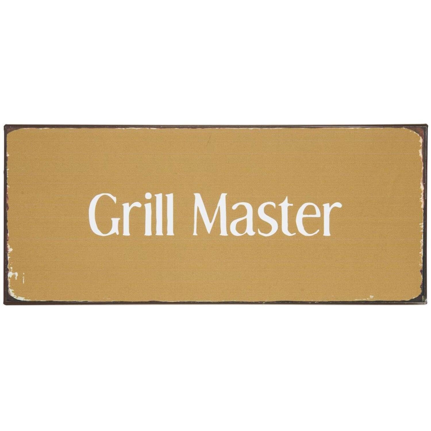 Metallschild "Grill Master" - 30,5x13 cm (Gelb/Weiß)