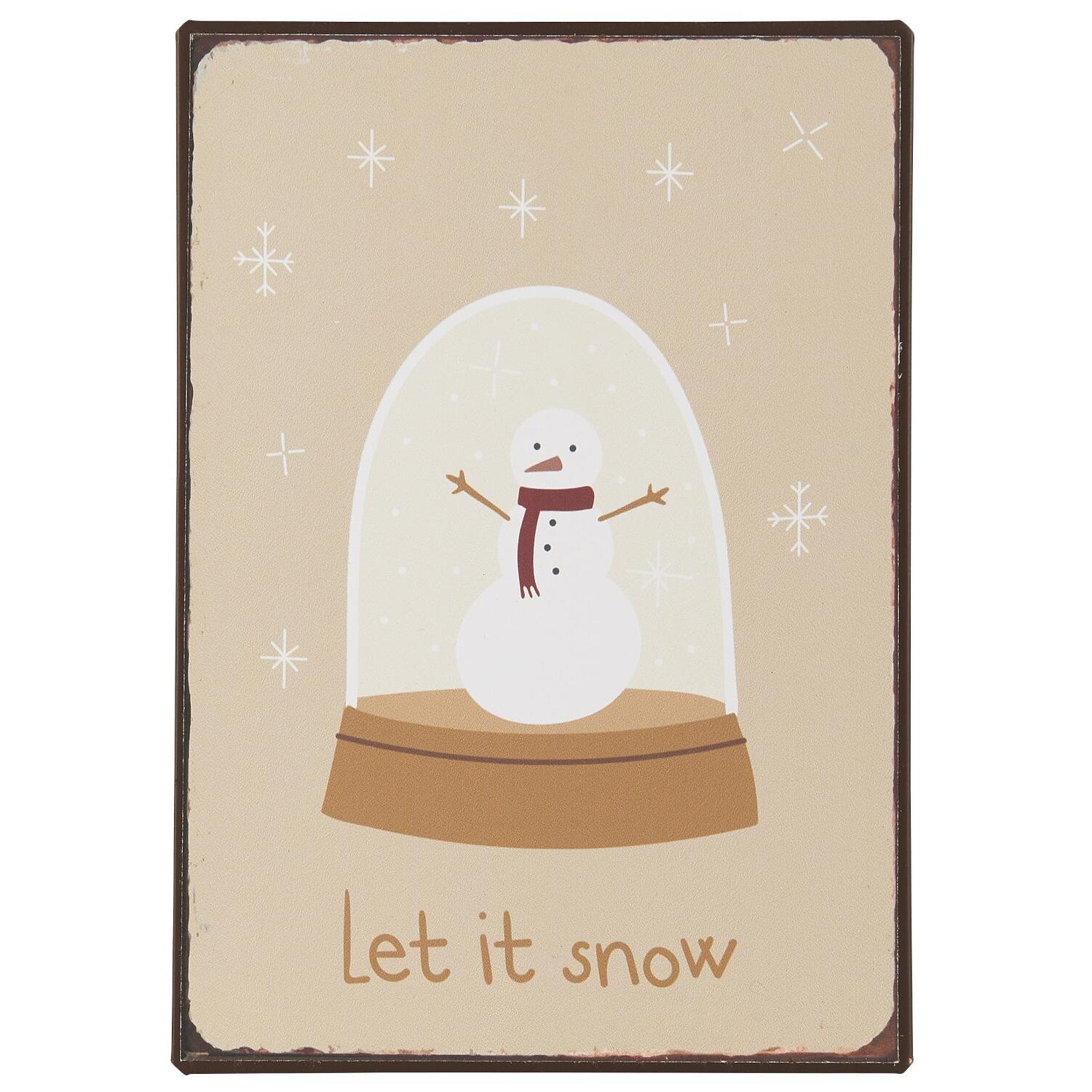 Metallschild "Let it snow" (Creme)