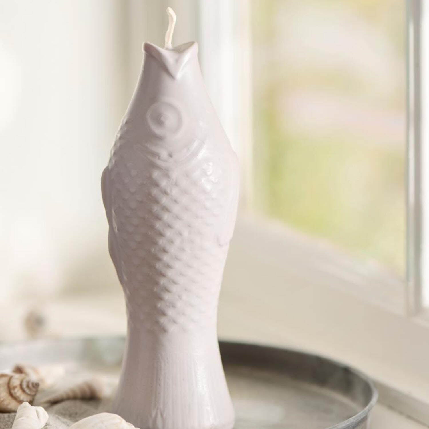 fischförmige Kerze - 5x20 cm (Leinen)