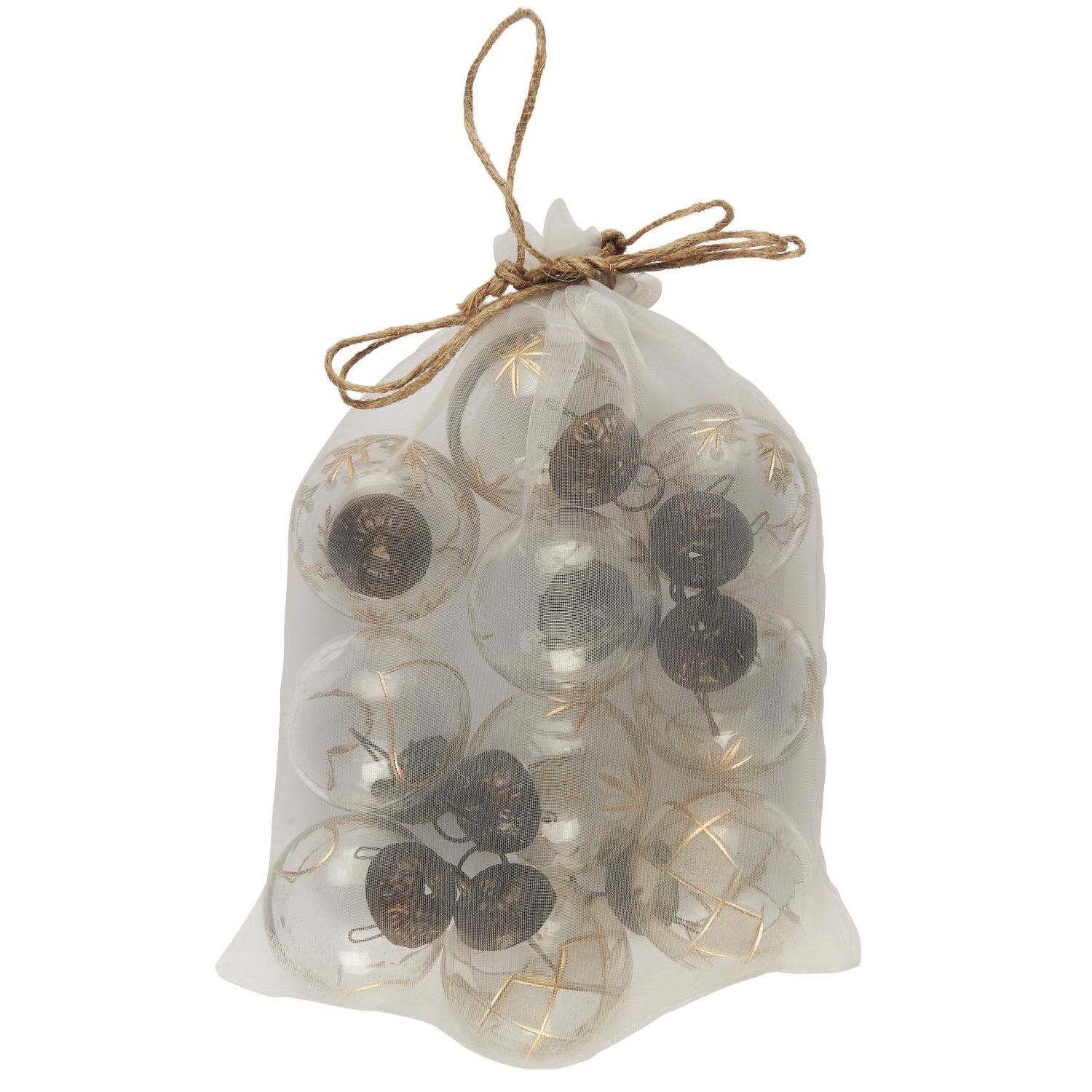 Weihnachtskugeln im Säckchen - Mini (Transparent/Gold)