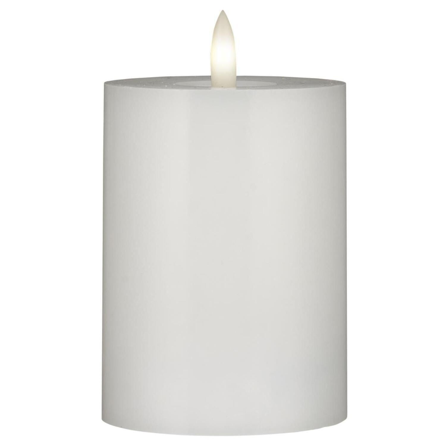 LED-Stumpenkerze mit warmer Flamme - 10 cm (Weiß)