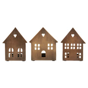Kerzenhalter für Teelicht "Hausfassade" im 3er-Set (Messing)
