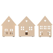 Kerzenhalter für Teelicht "Hausfassade" im 3er-Set (Beige)
