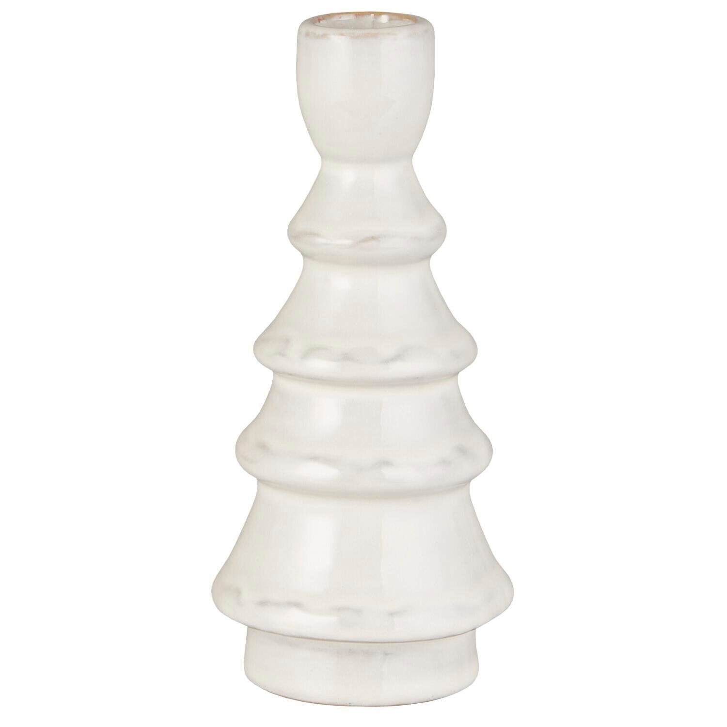 Kerzenhalter gerillt - 16 cm (Weiß)
