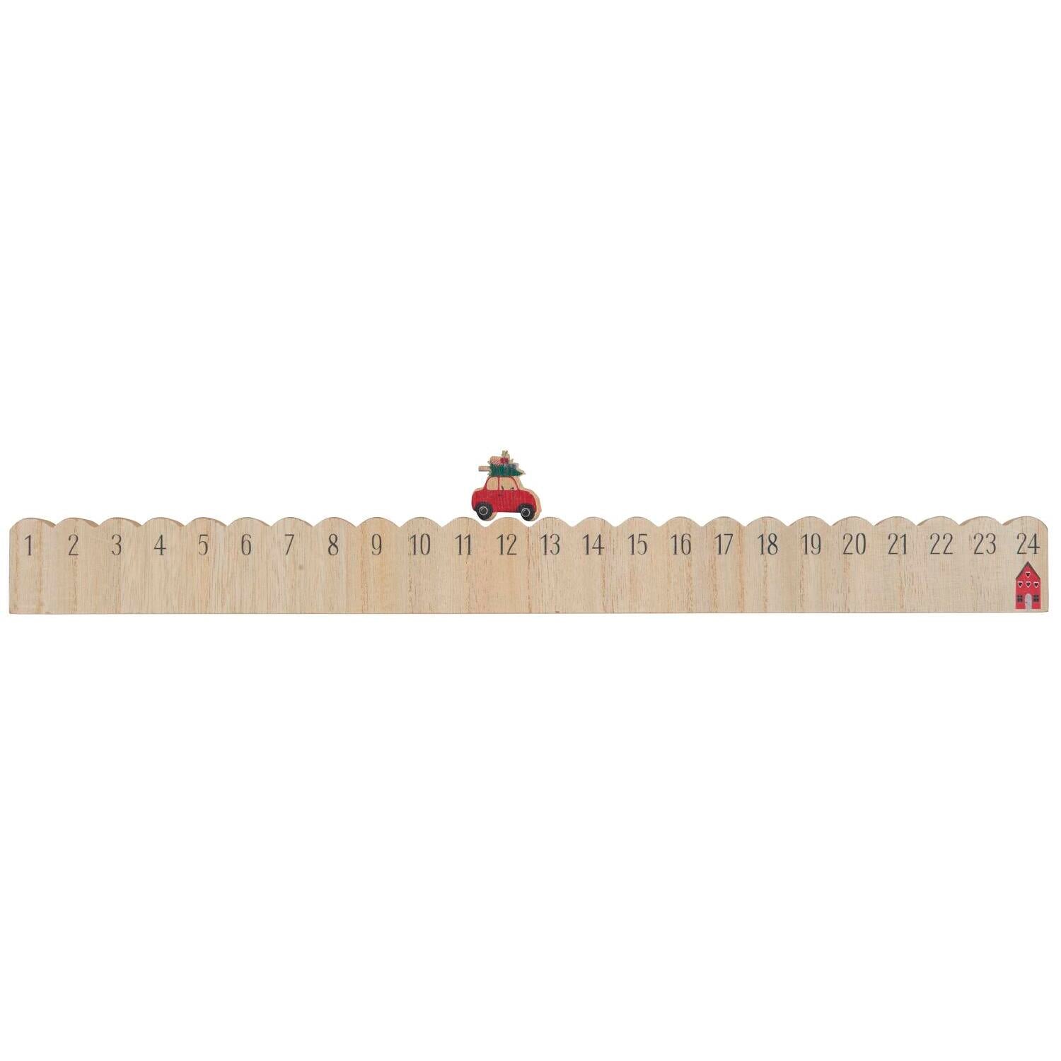 Adventskalender "Fahrendes Auto" - 50x2,5x5,5 cm (Natur)