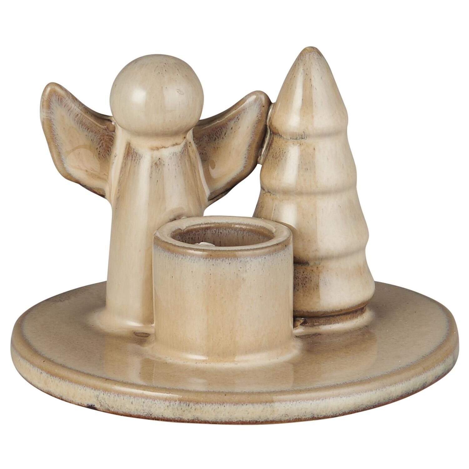 Kerzenhalter "Engel und Baum" (Beige)