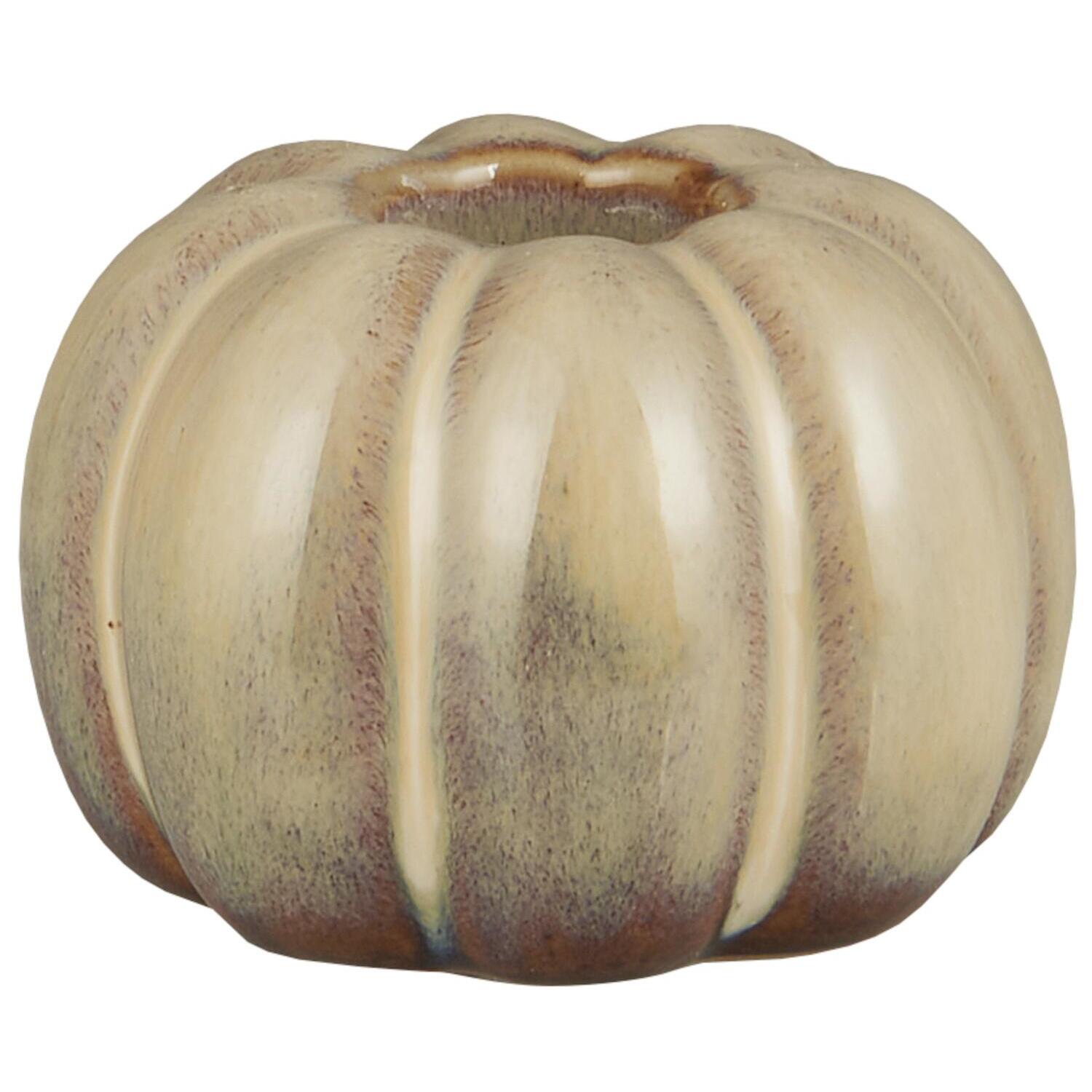 Kerzenhalter "Kürbis" - 6,7x4,8 cm (Creme)