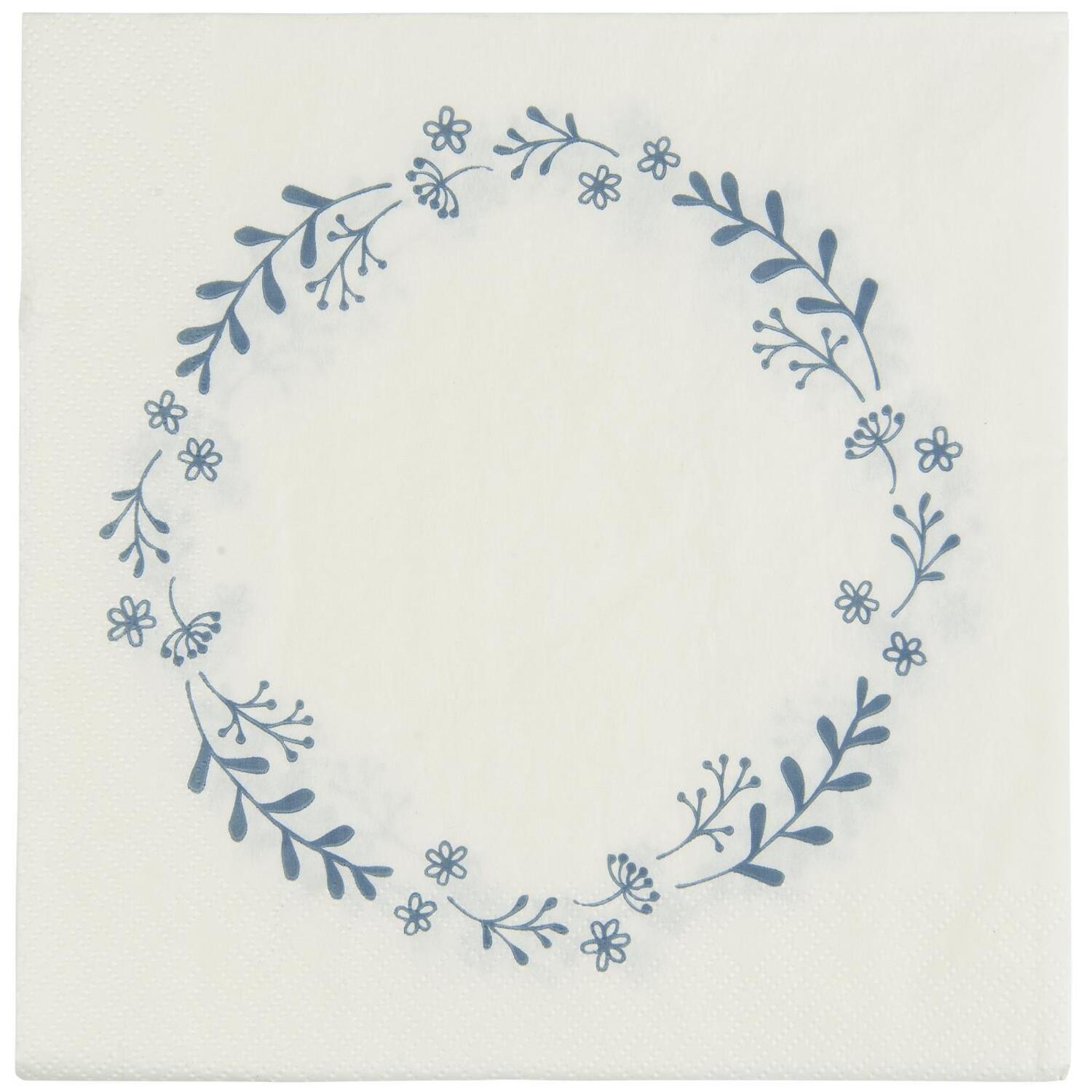 Papierservietten mit blauem Blumenkranz - 50 Stück (Blau)