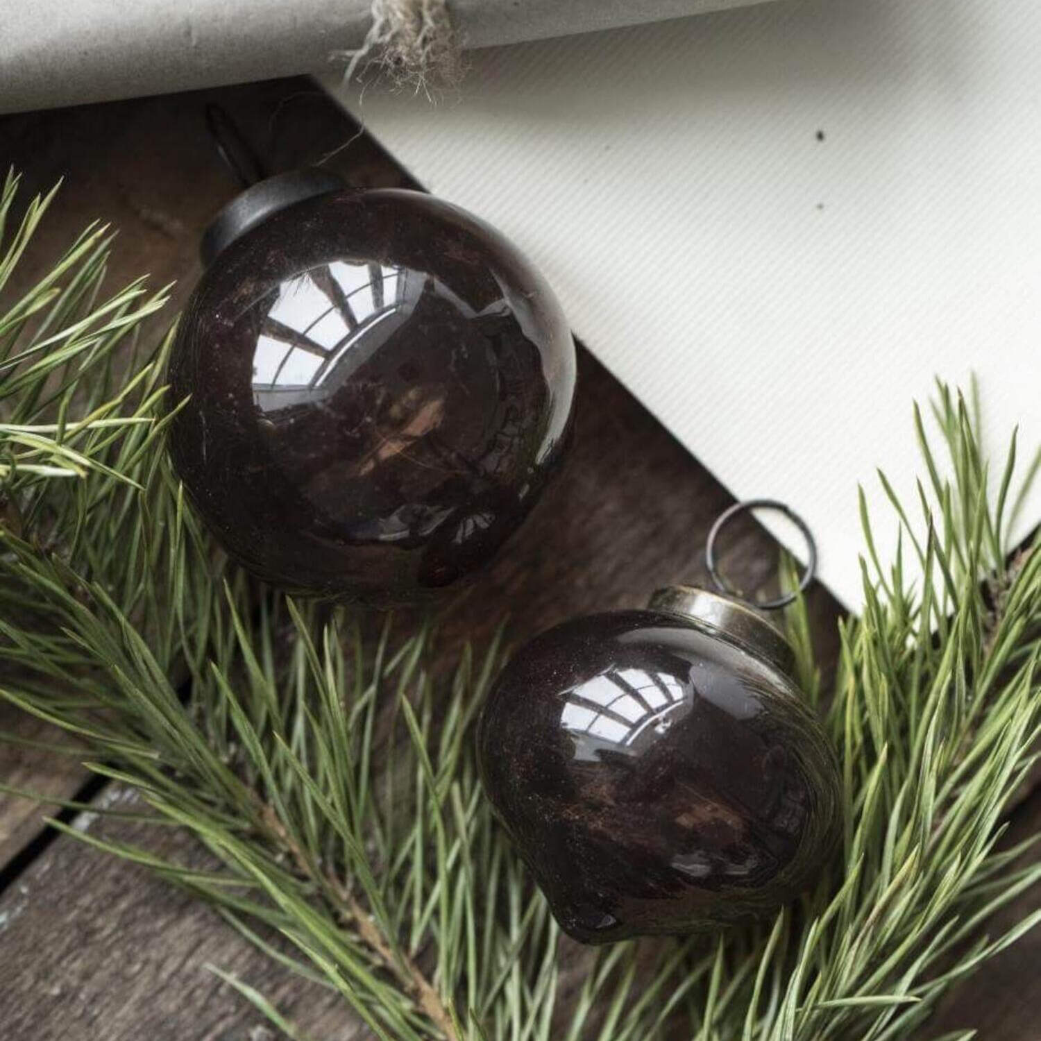 Weihnachtskugel "Pebbled" - 5,8x6,5 cm (Mocca)