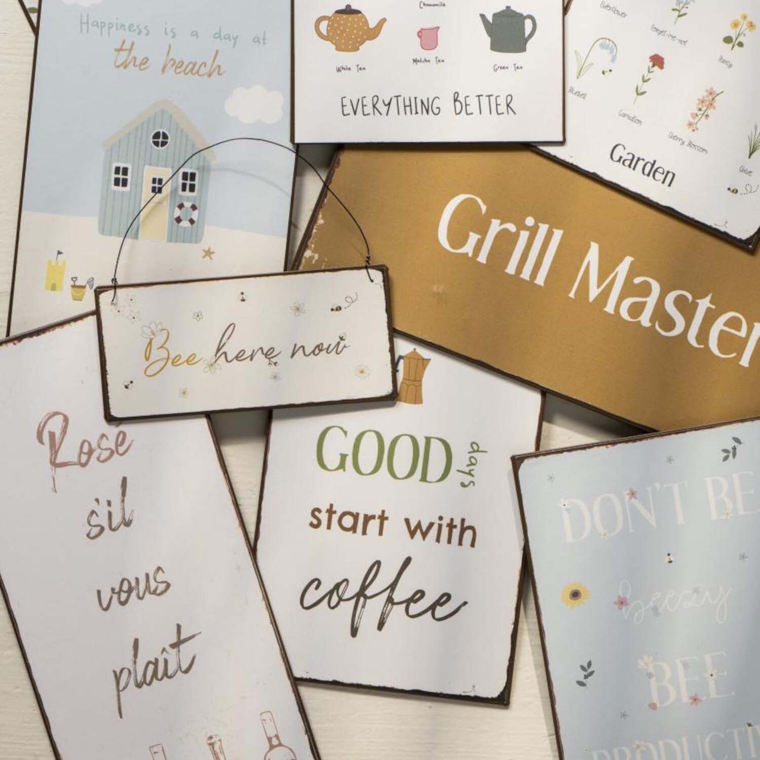 Metallschild "Good days start with Coffee" - 14x20 cm (Weiß)