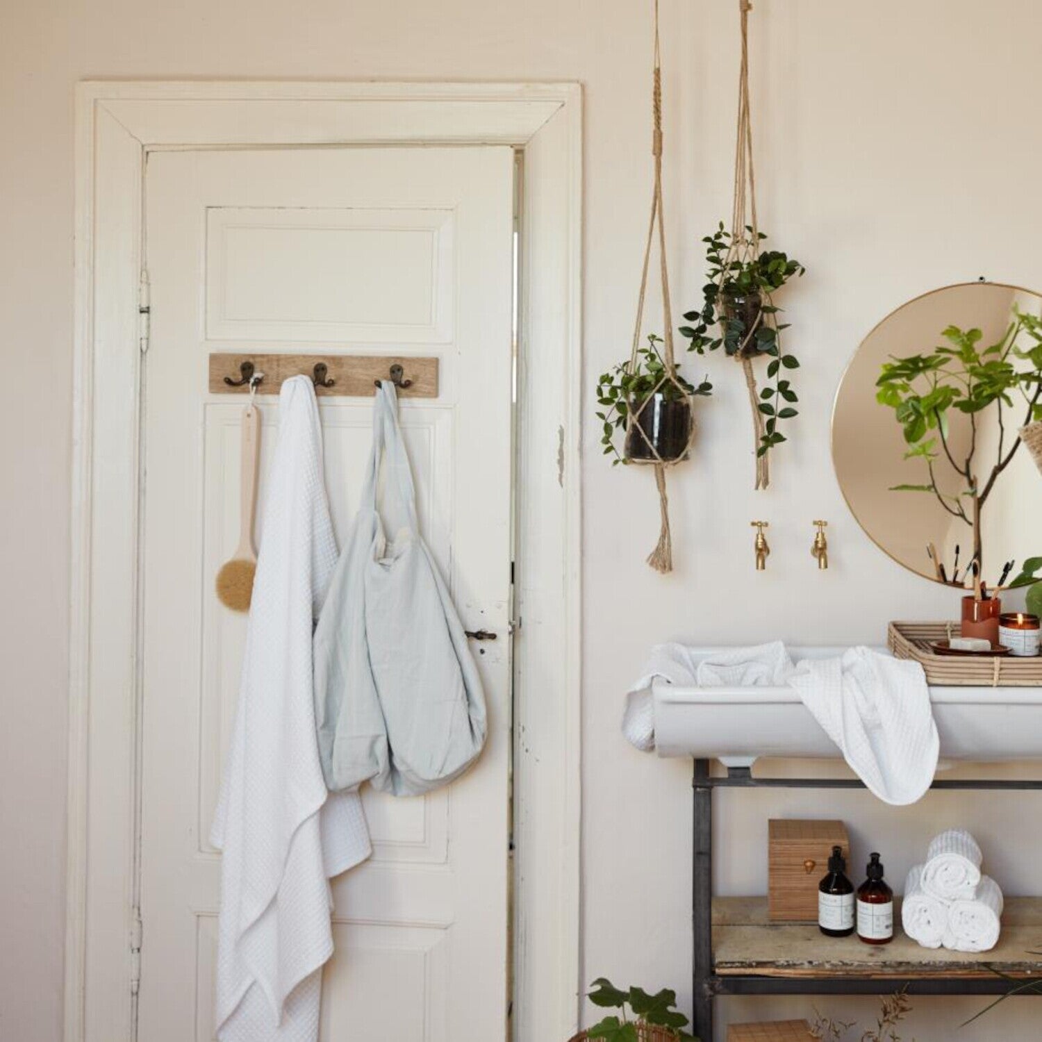 Hakenleiste mit 3 Doppelhaken (Natur)