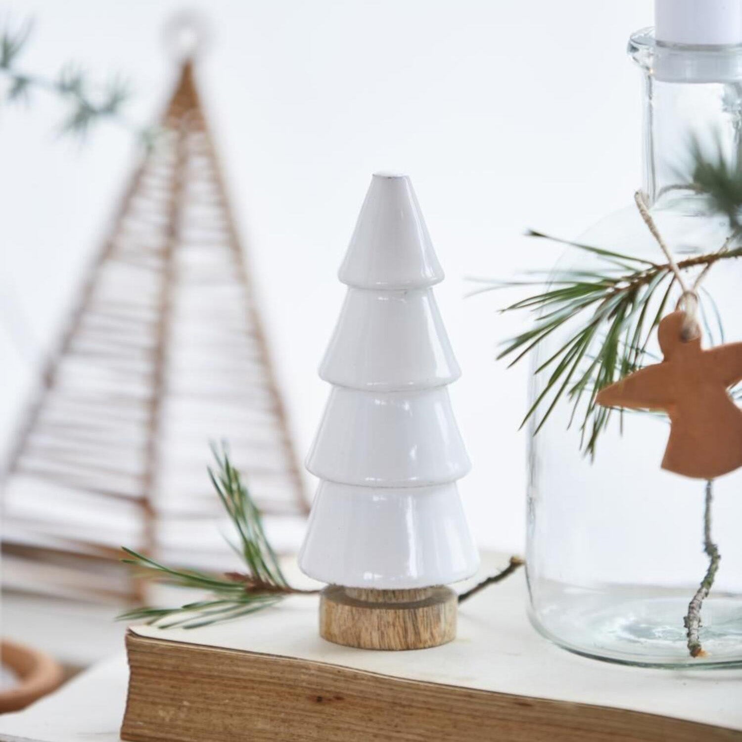 Tannenbaum stehend - 4,5x12,5 cm (Weiß/Braun)