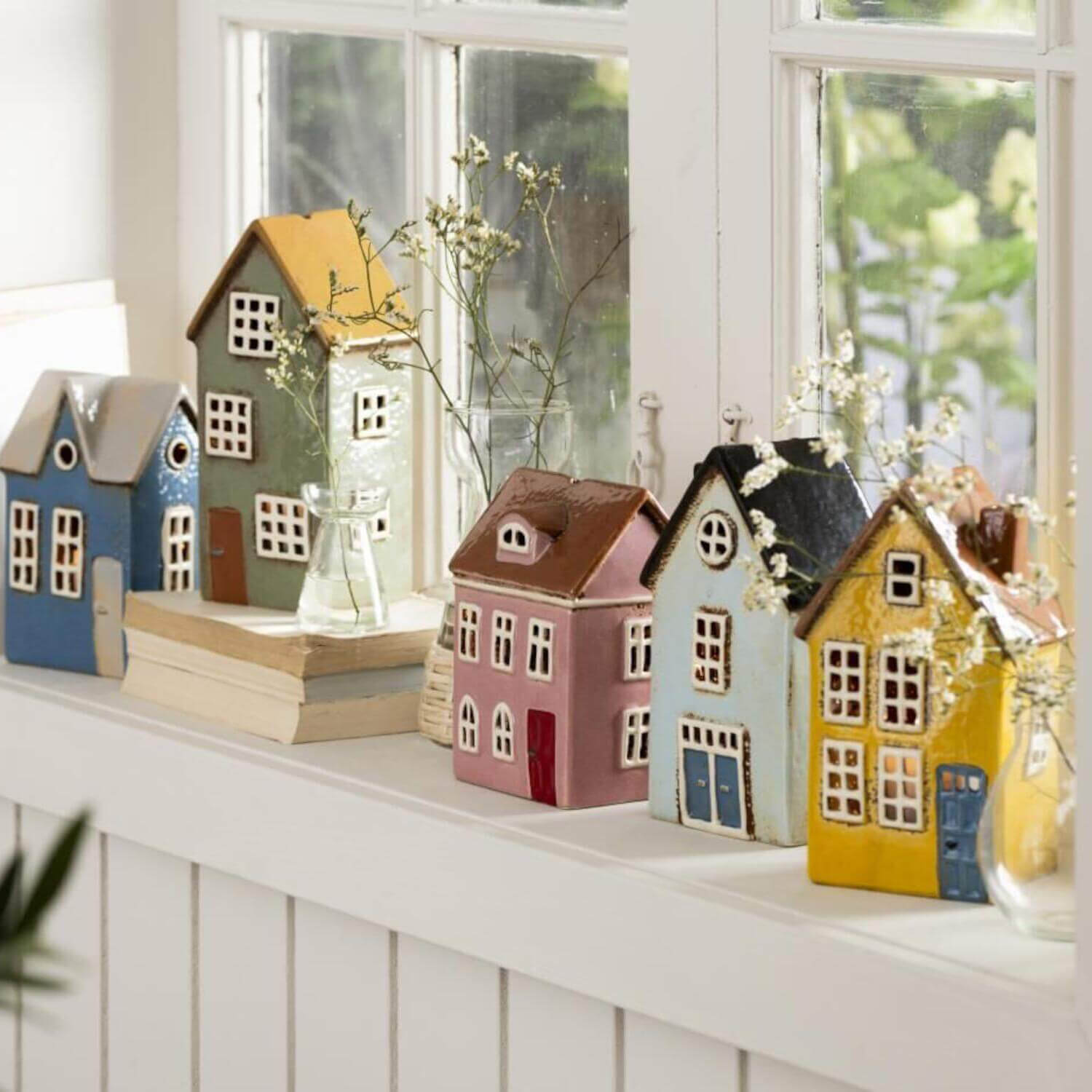 Teelicht-Haus "Nyhavn - rundes Dachfenster" - 11,5x8x17 cm (Bunt)