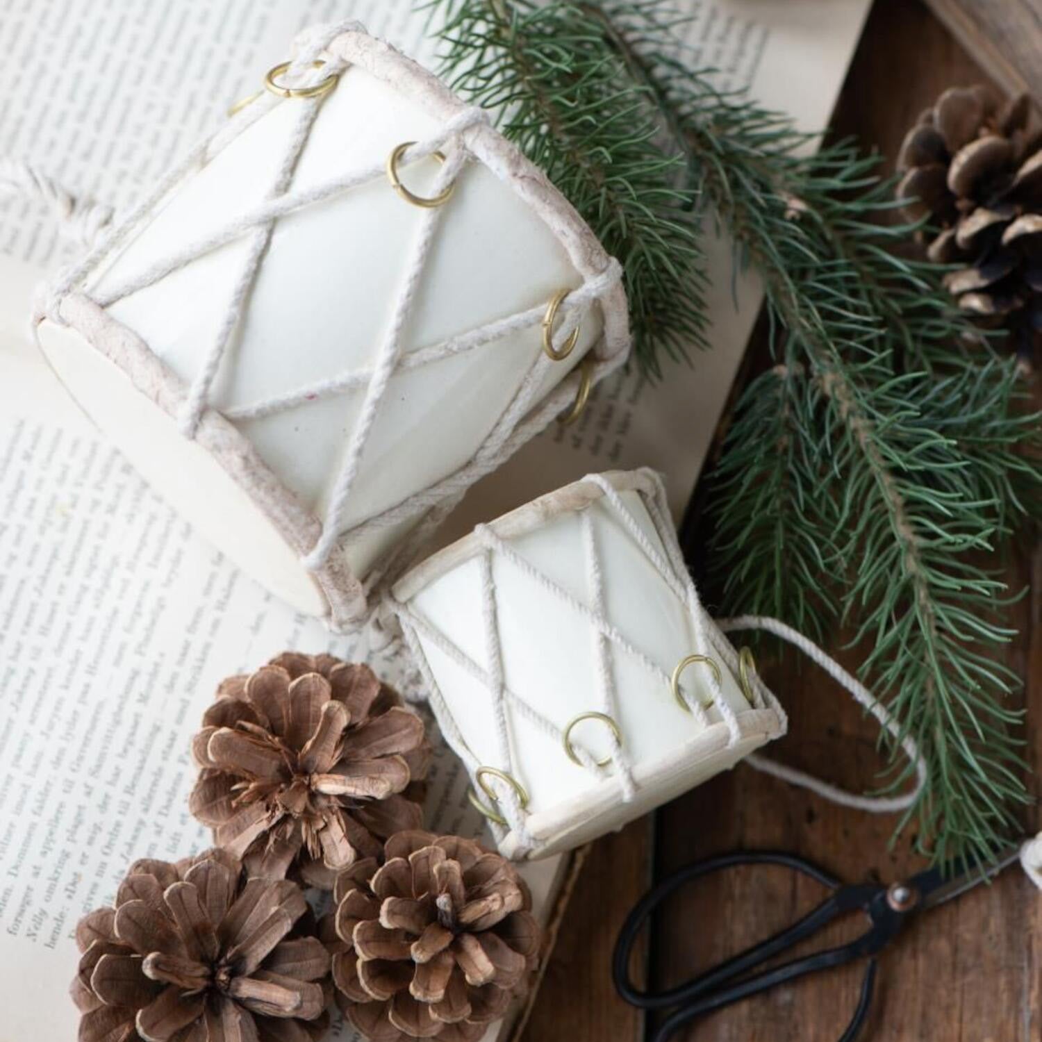 Weihnachtsdeko "Trommel" - ø 7 cm (Creme)