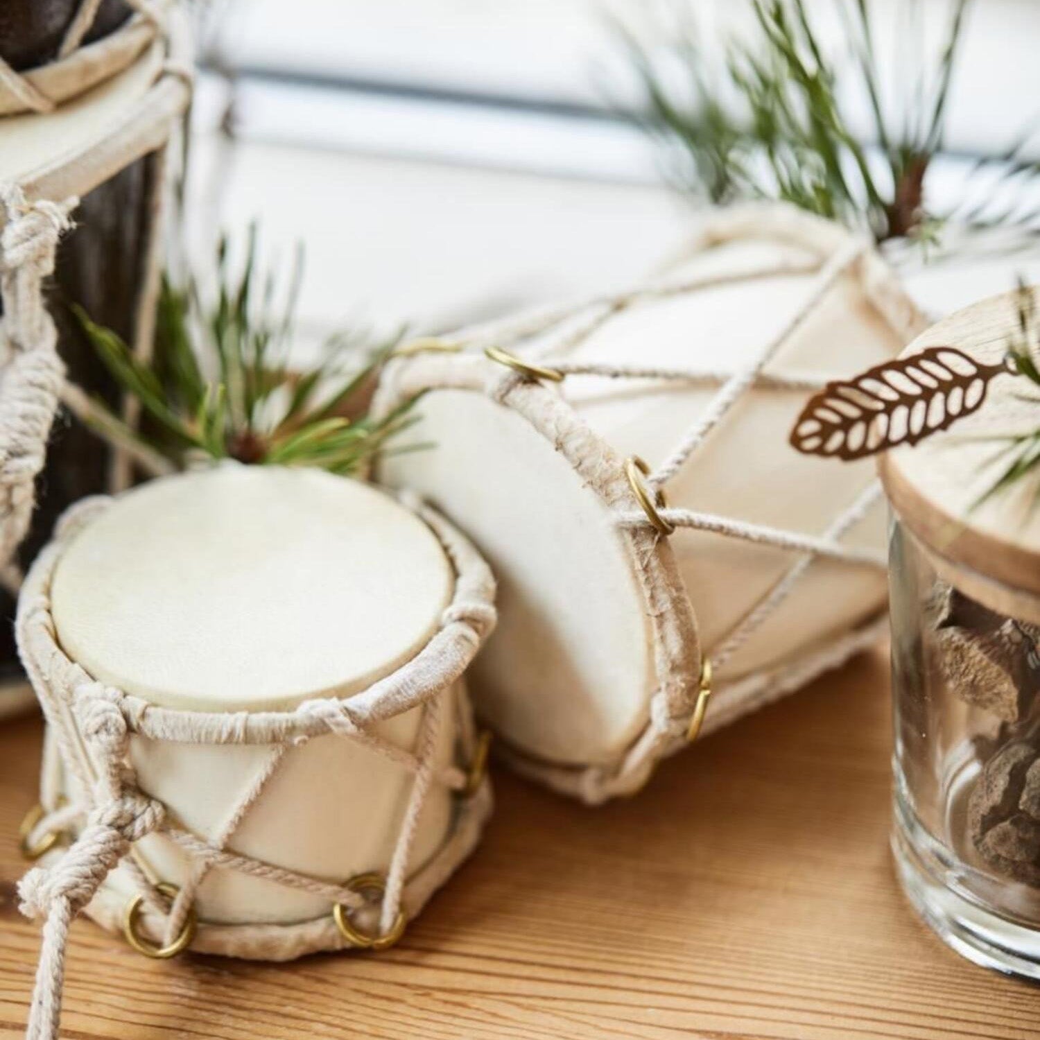 Weihnachtsdeko "Trommel" - ø 7 cm (Creme)