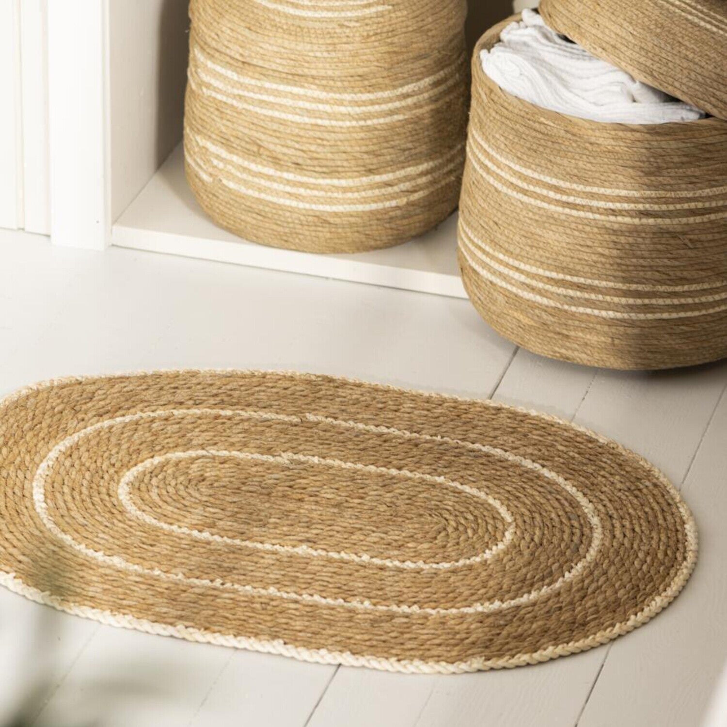 Ovale Türmatte - 75x55 cm (Braun/Creme)