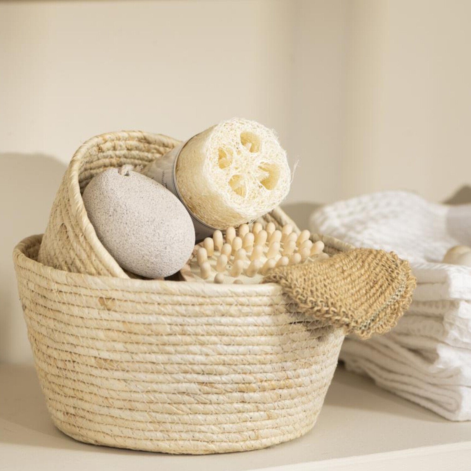 Runder Korb - 26x13 cm (Creme)