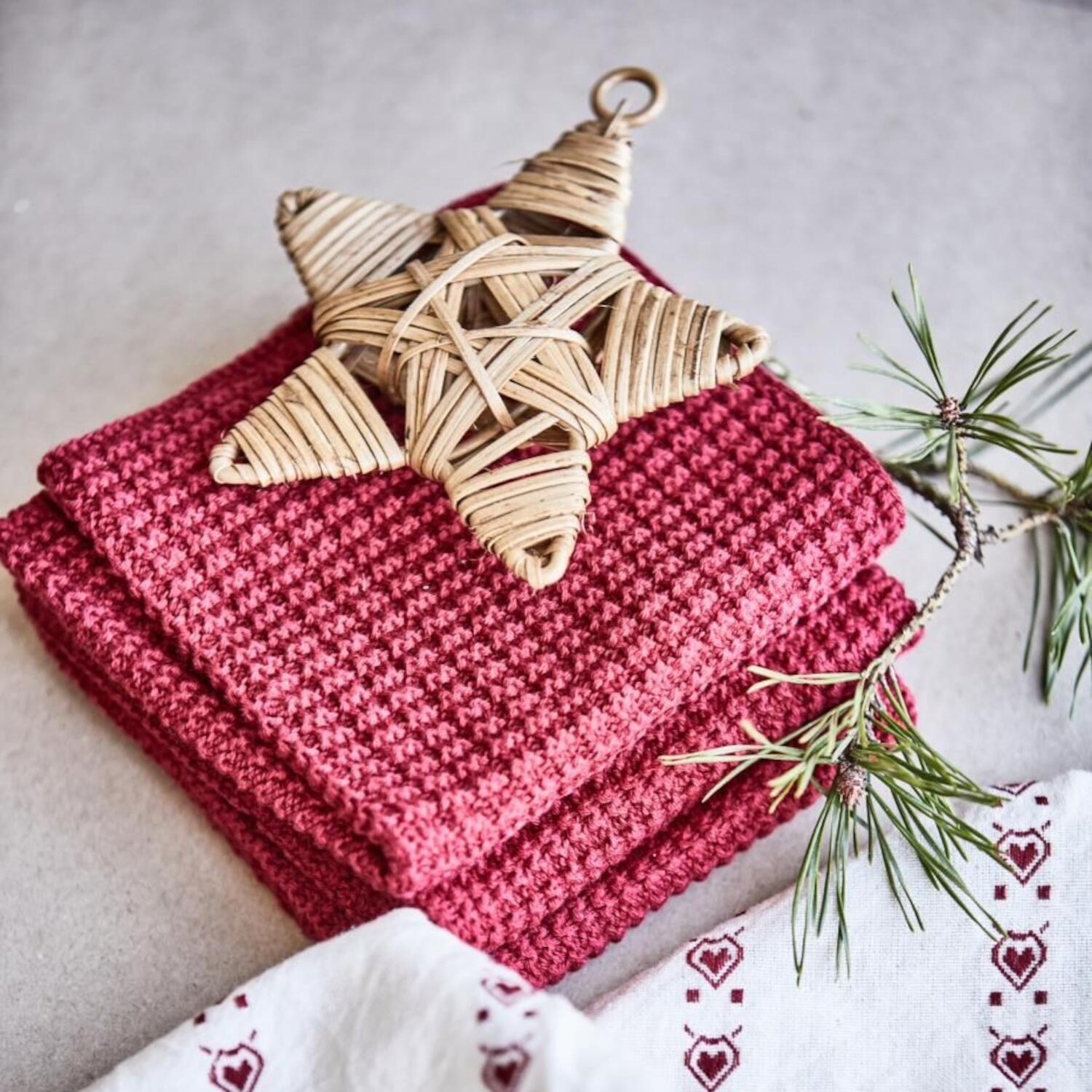 Spüllappen gestrickt - 25x25 cm (Rot)