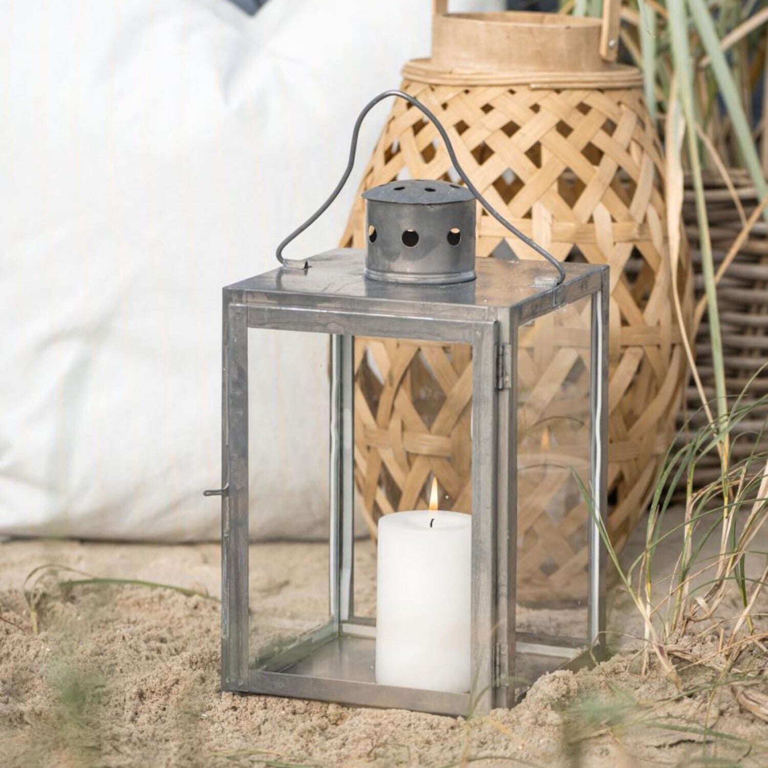 Laterne viereckig - 17,3x17,3x29 cm (Metallic)