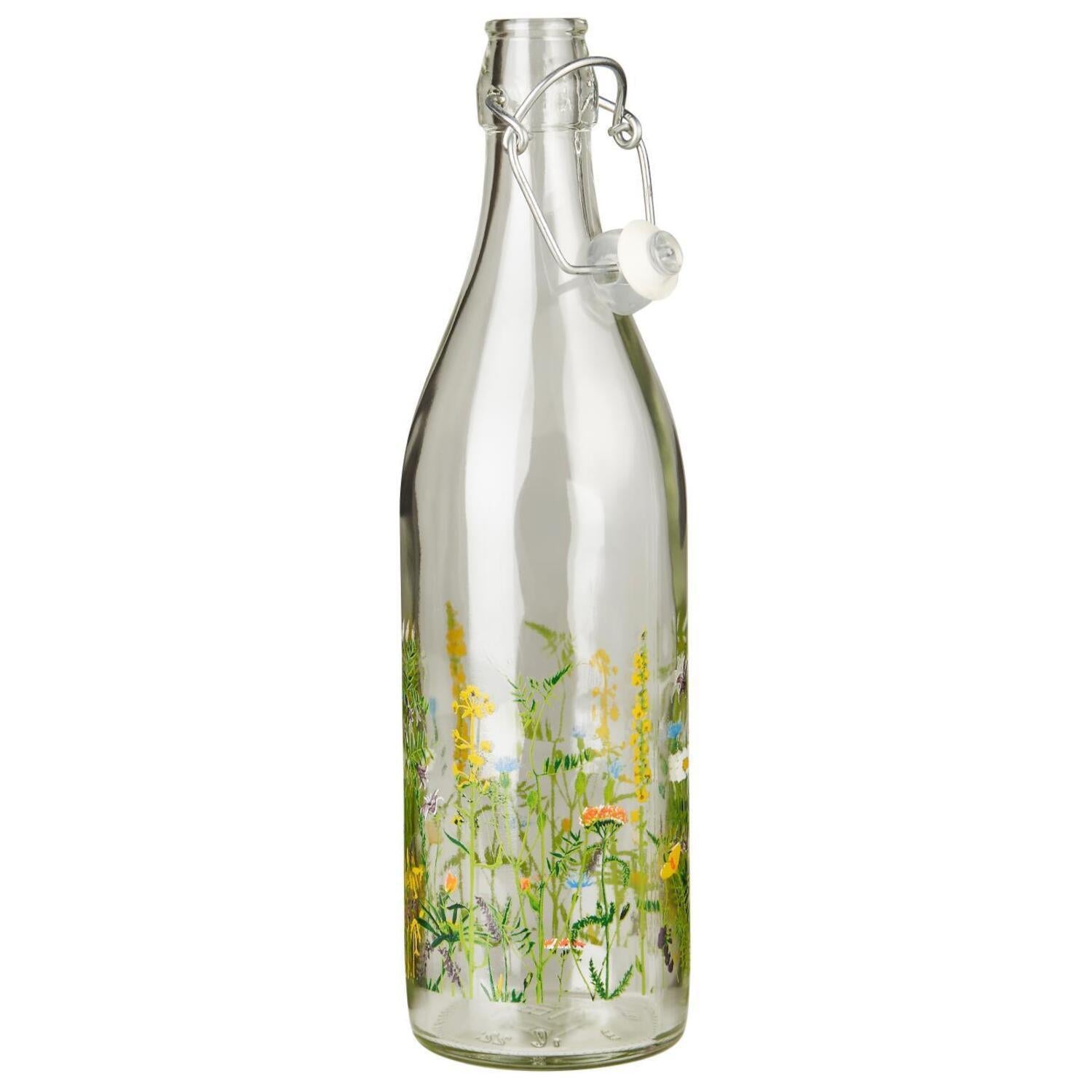 Flasche mit Bügelverschluss "Summer Field" - 8x30,5 cm (Transparent)