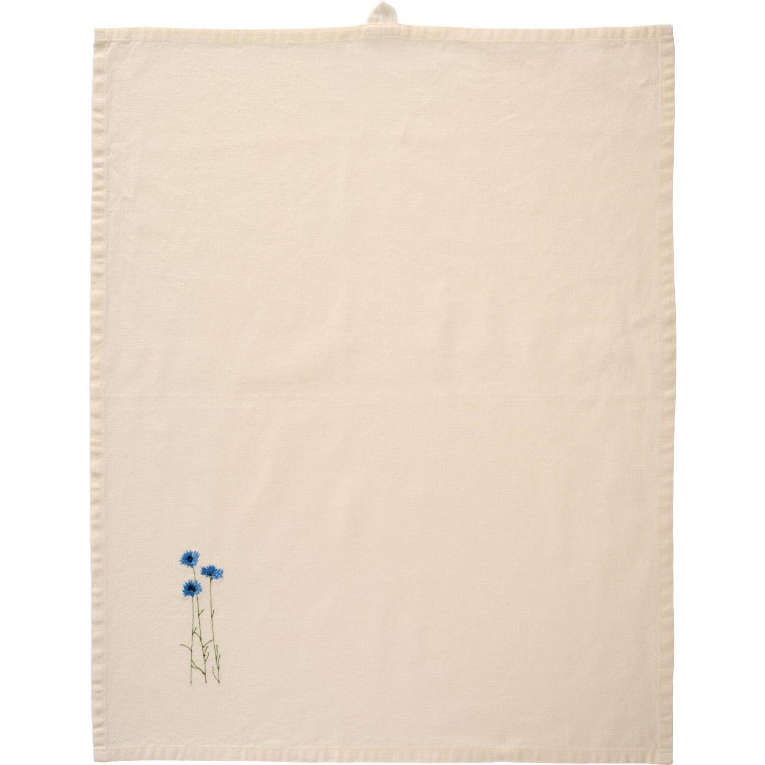 Geschirrtuch "Flora" - 50x70 cm (Blau/Butter Cream)