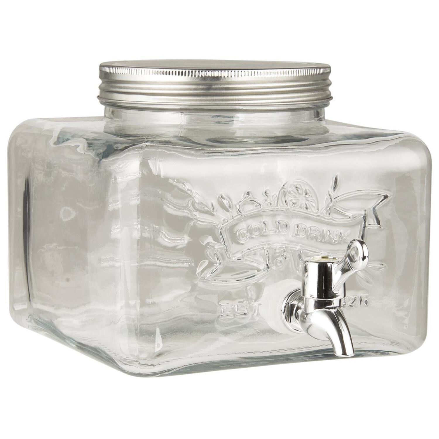Getränkespender mit Metalldeckel - 3,6 l (Transparent)