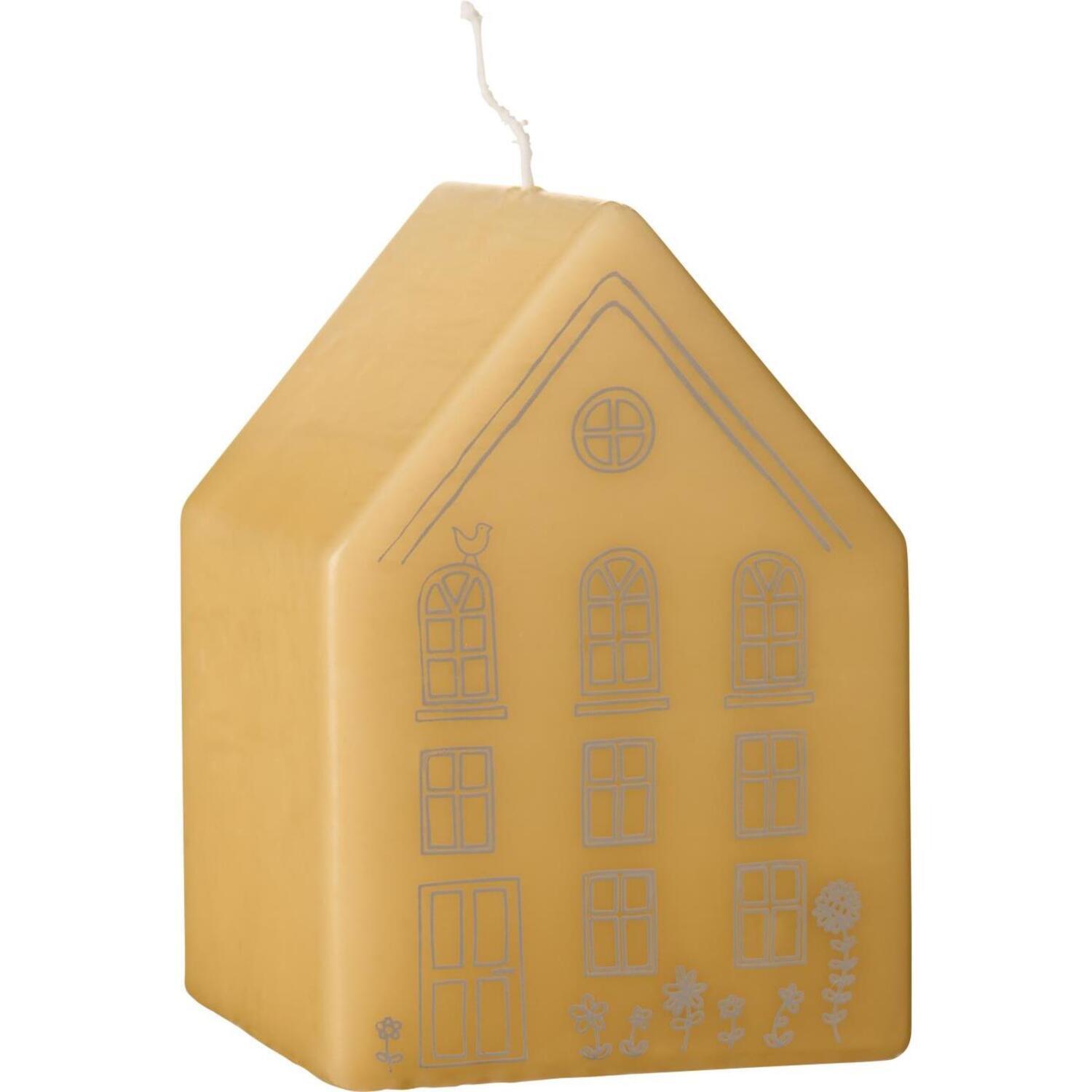 Kerze "Haus" - 7,7x7,7x10 cm (Natur)