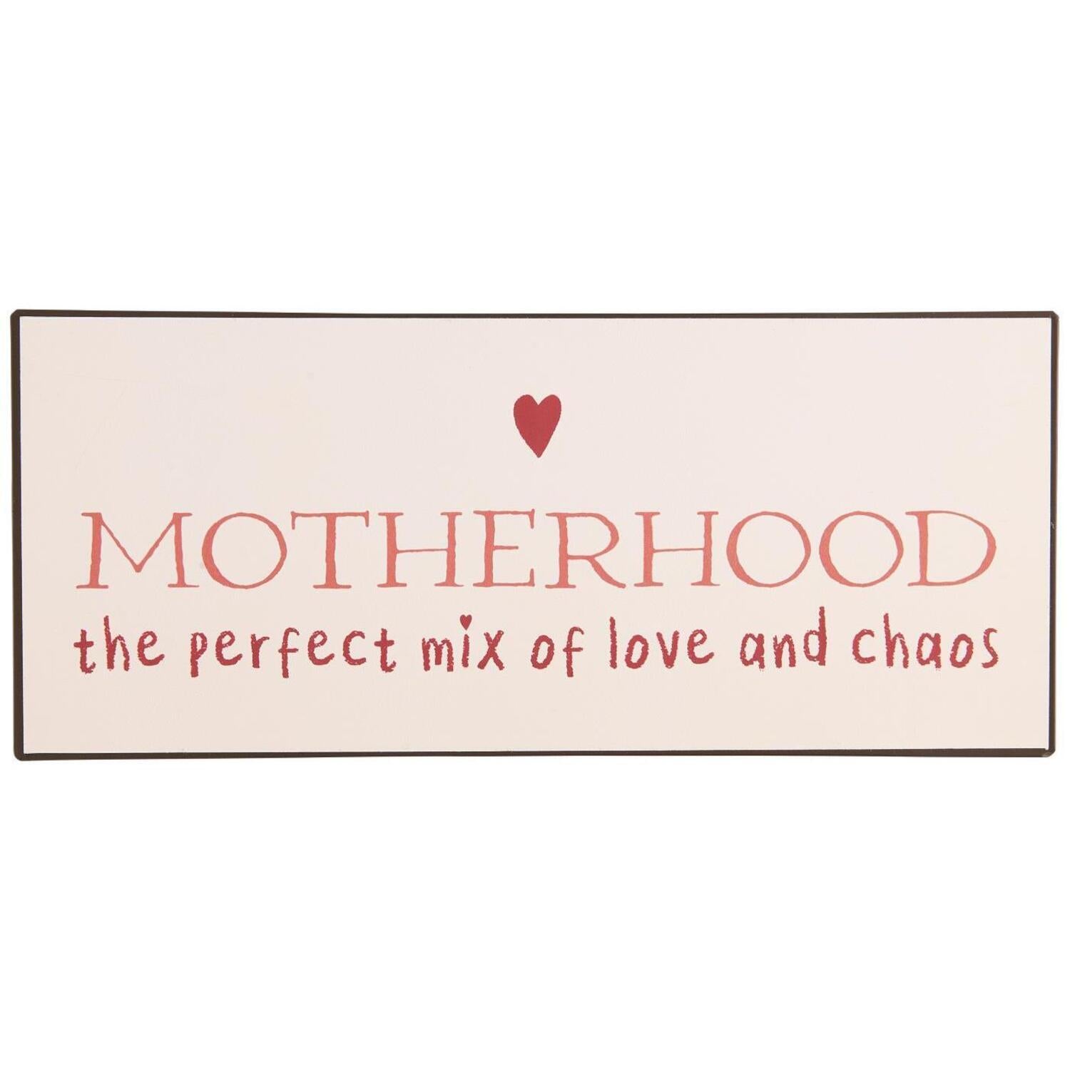 Metallschild "Motherhood the perfect mix of love" - 30,5x13 cm (Rot)