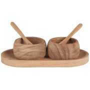 Tablett mit 2 Schalen und 2 Löffeln (Natur)