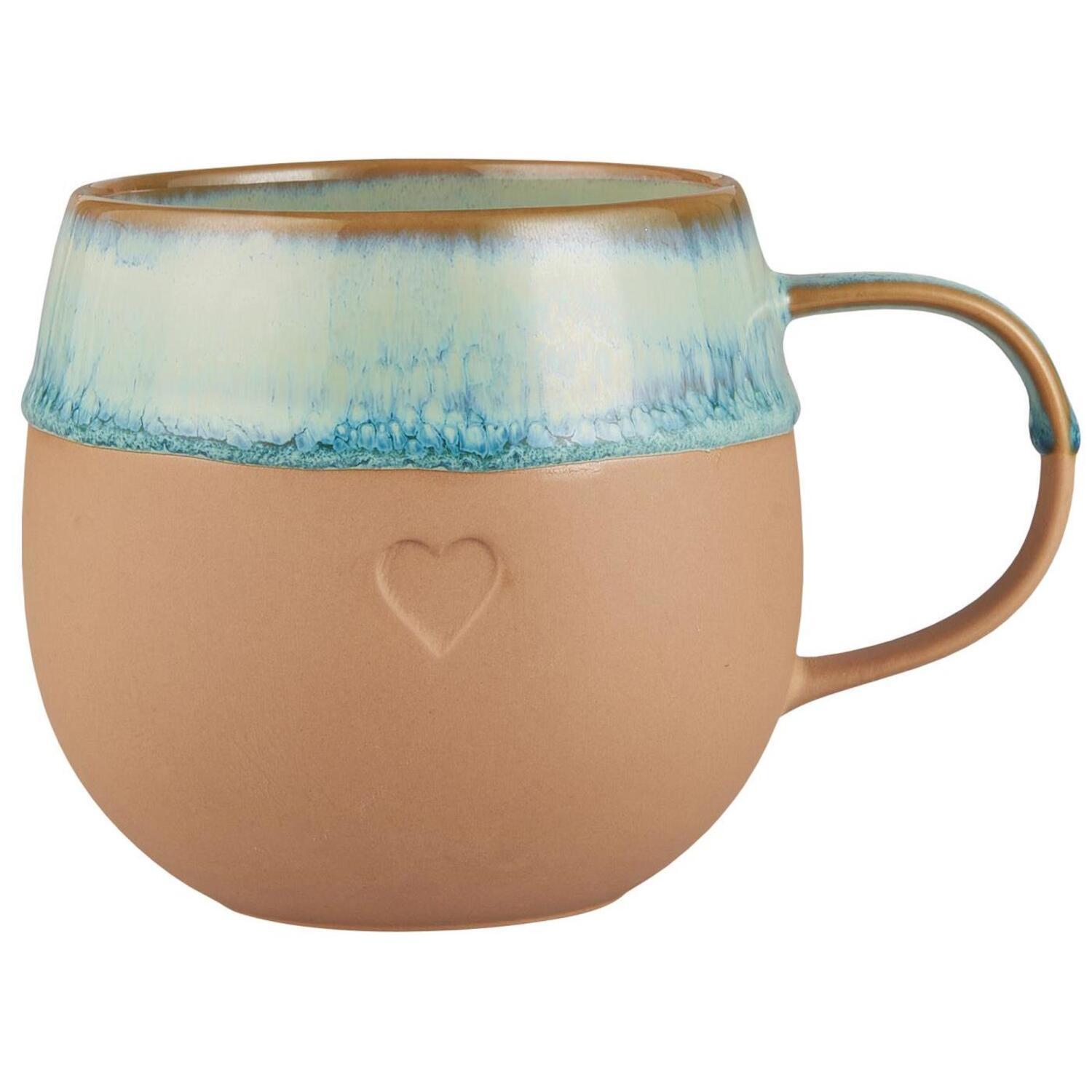 Tasse "Heart" - 380 ml (Mattbraun/Aqua)