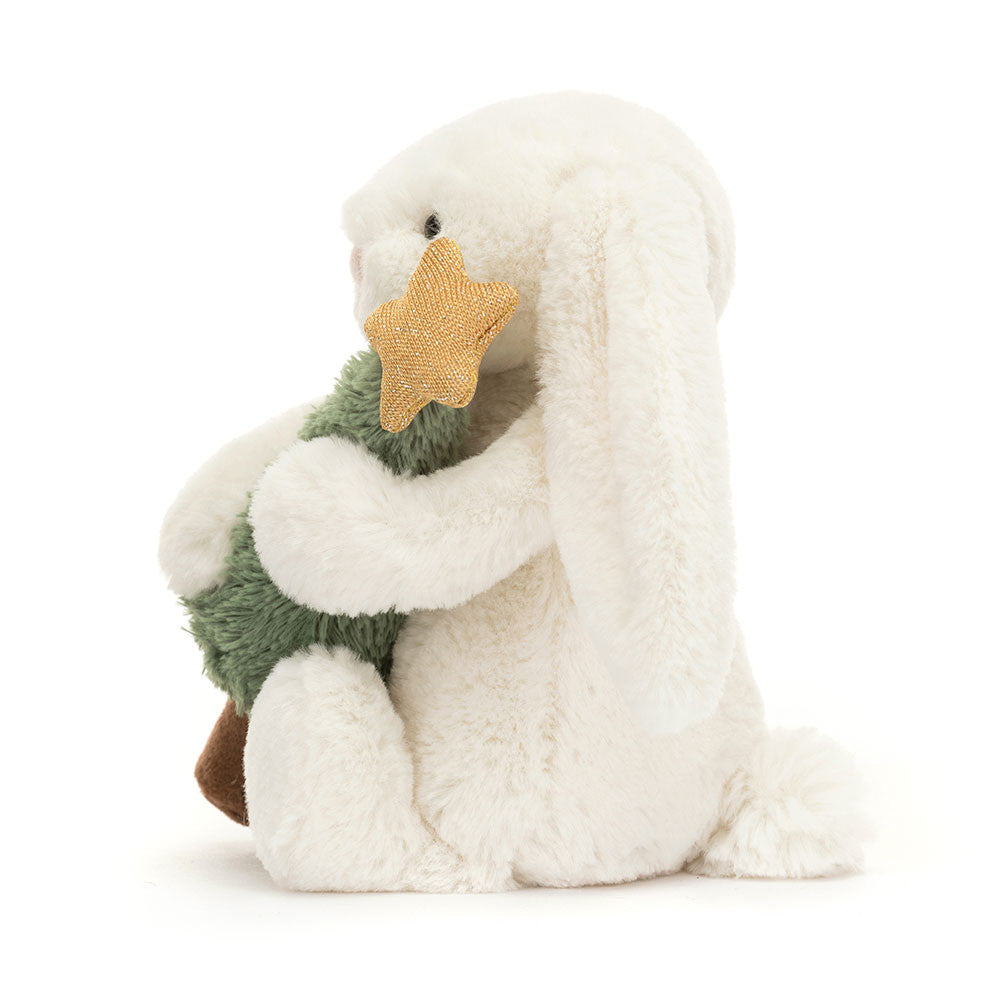 Kuscheltier Hase mit Weihnachtsbaum "Bashful" - 18 cm (Weiß/Grün)